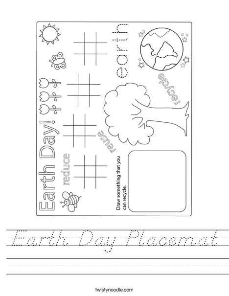 Earth Day Placemat Worksheet