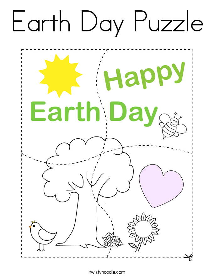 Earth Day Puzzle Coloring Page