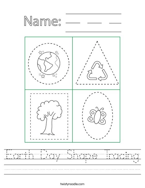 Earth Day Shape Tracing Worksheet