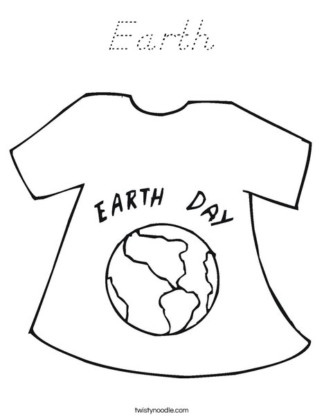 Earth Day Shirt Coloring Page