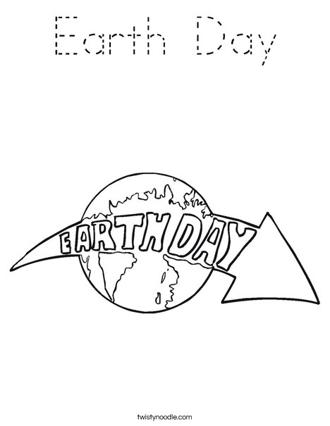 Earth Day with Arrow Coloring Page
