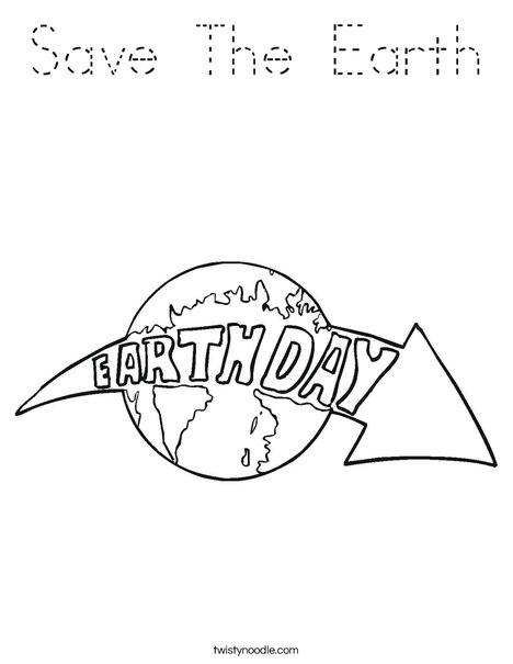 Earth Day with Arrow Coloring Page