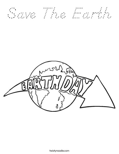 Earth Day with Arrow Coloring Page