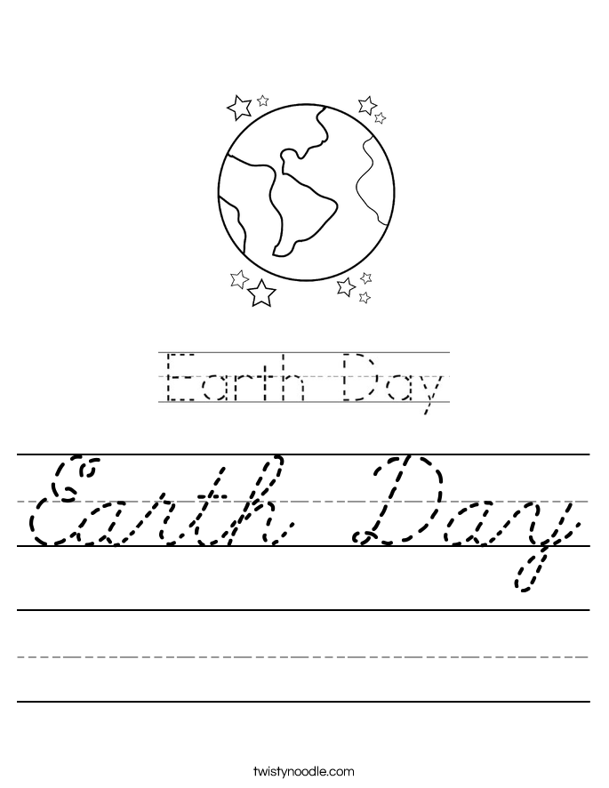 Earth Day Worksheet - Cursive - Twisty Noodle