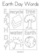 Earth Day Words Coloring Page