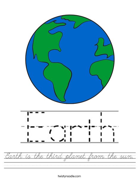Earth is the third planet from the sun. Worksheet
