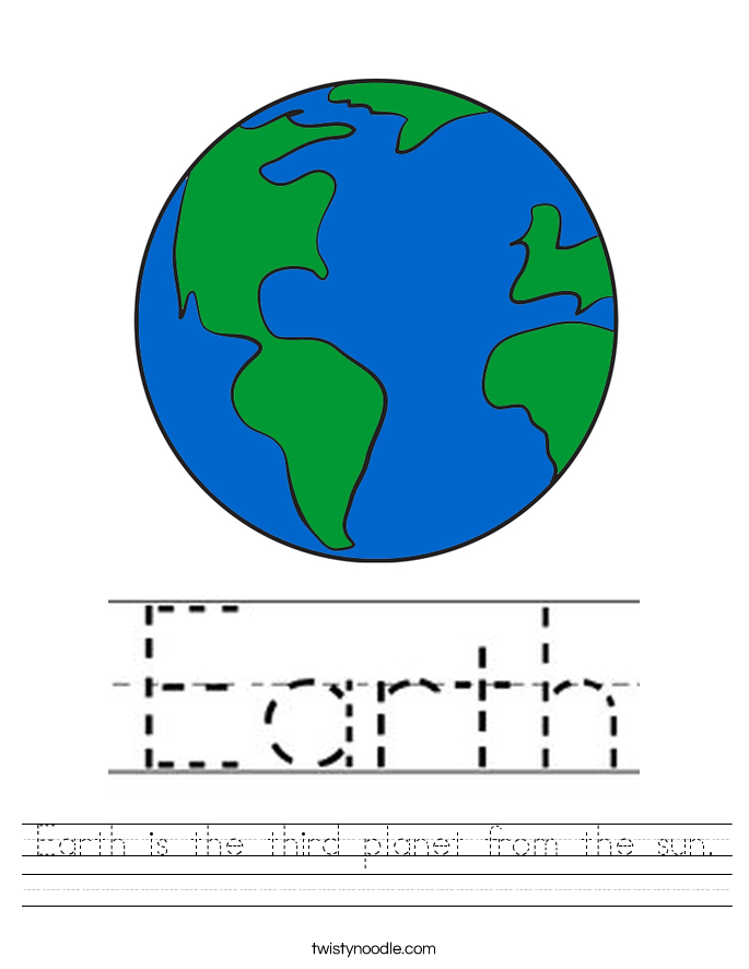 Earth is the third planet from the sun. Worksheet