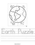 Earth Puzzle Handwriting Sheet