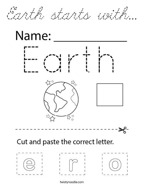 Earth starts with... Coloring Page