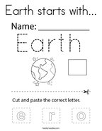 Earth starts with Coloring Page