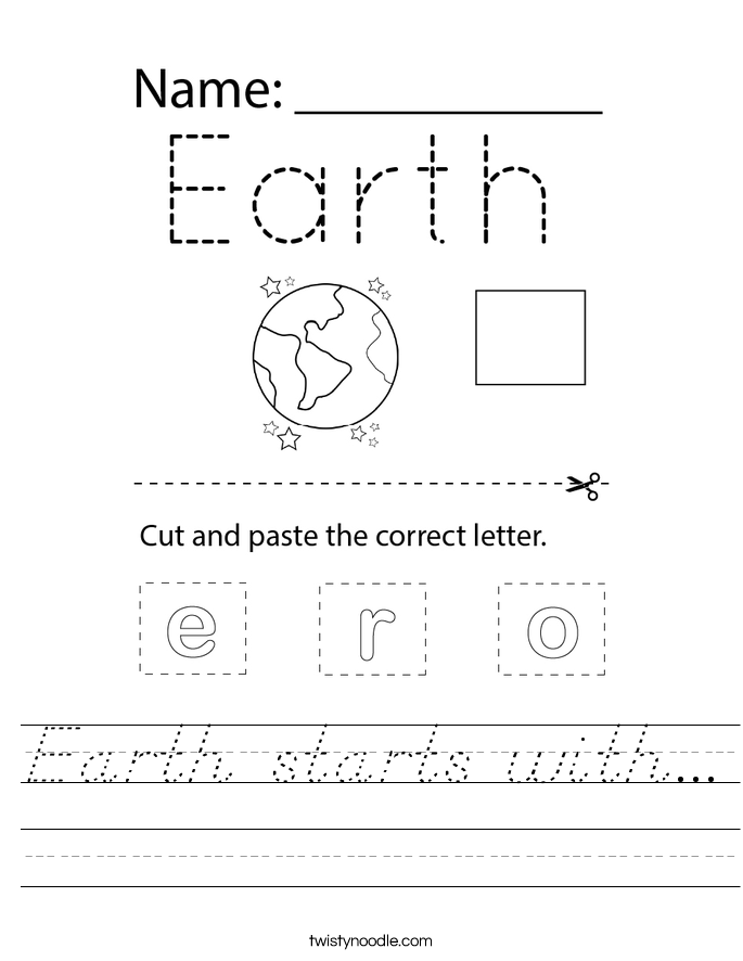 Earth starts with... Worksheet