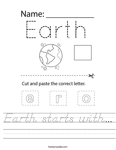 Earth starts with... Worksheet