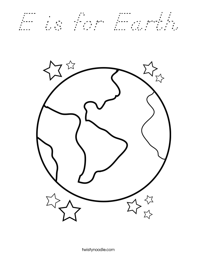 E is for Earth Coloring Page