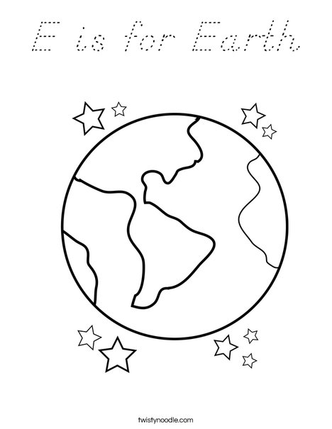 Earth with Stars Coloring Page