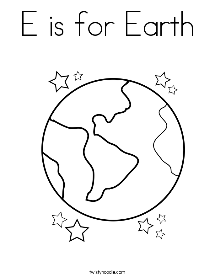 E is for Earth Coloring Page
