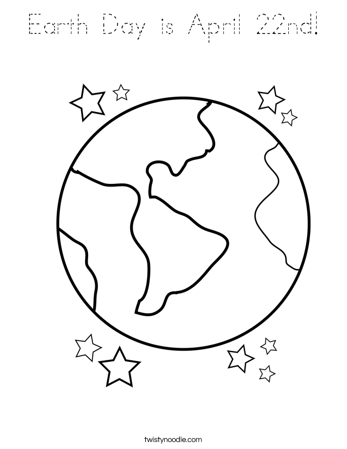 Earth Day is April 22nd! Coloring Page