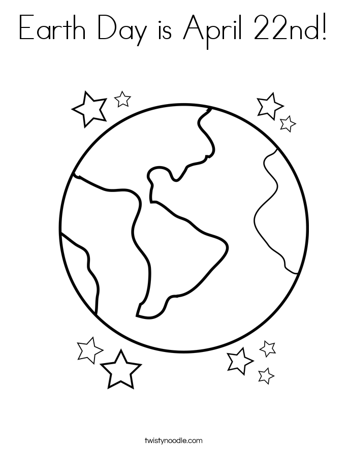 Earth Day is April 22nd! Coloring Page