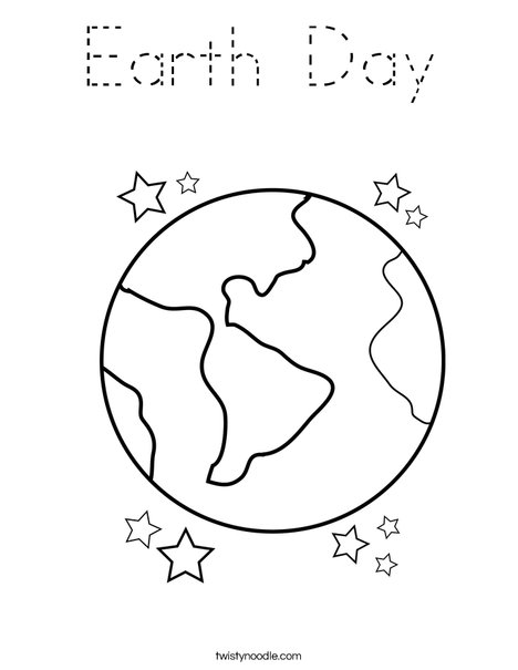 Earth with Stars Coloring Page