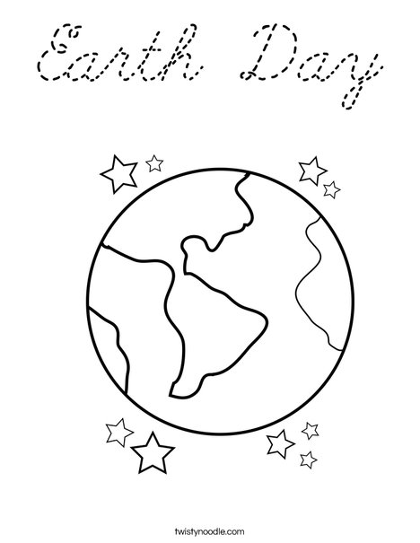 Earth with Stars Coloring Page