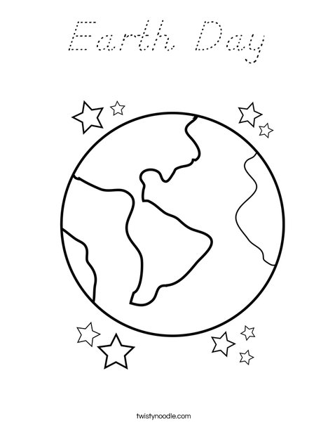 Earth with Stars Coloring Page