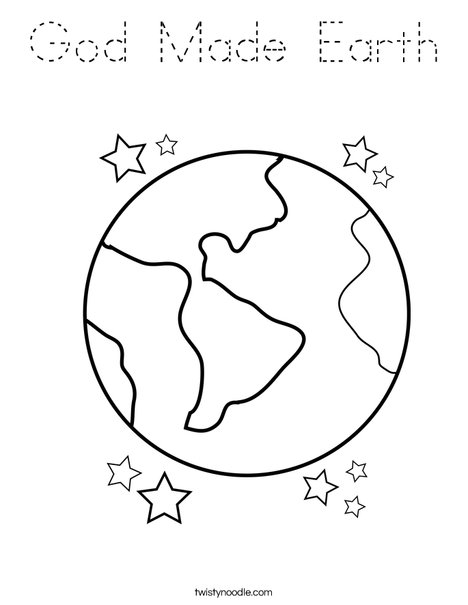 Earth with Stars Coloring Page