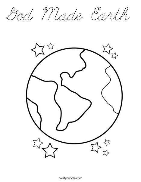 Earth with Stars Coloring Page