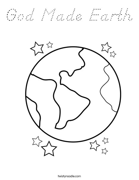Earth with Stars Coloring Page