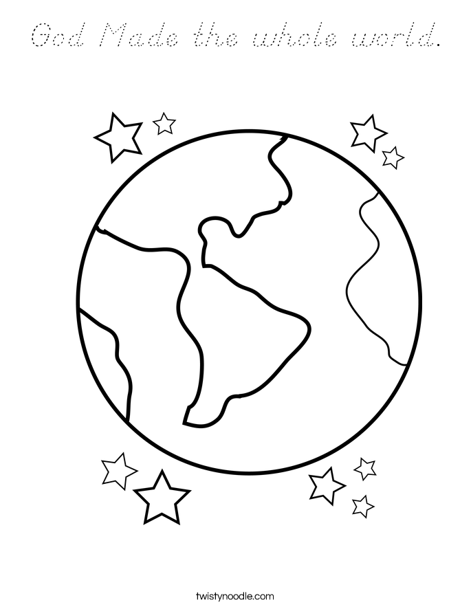 God Made the whole world. Coloring Page