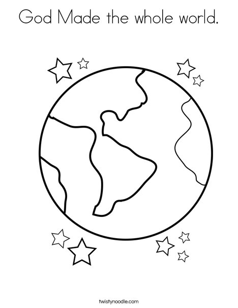 Earth with Stars Coloring Page
