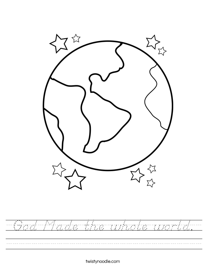 God Made the whole world. Worksheet