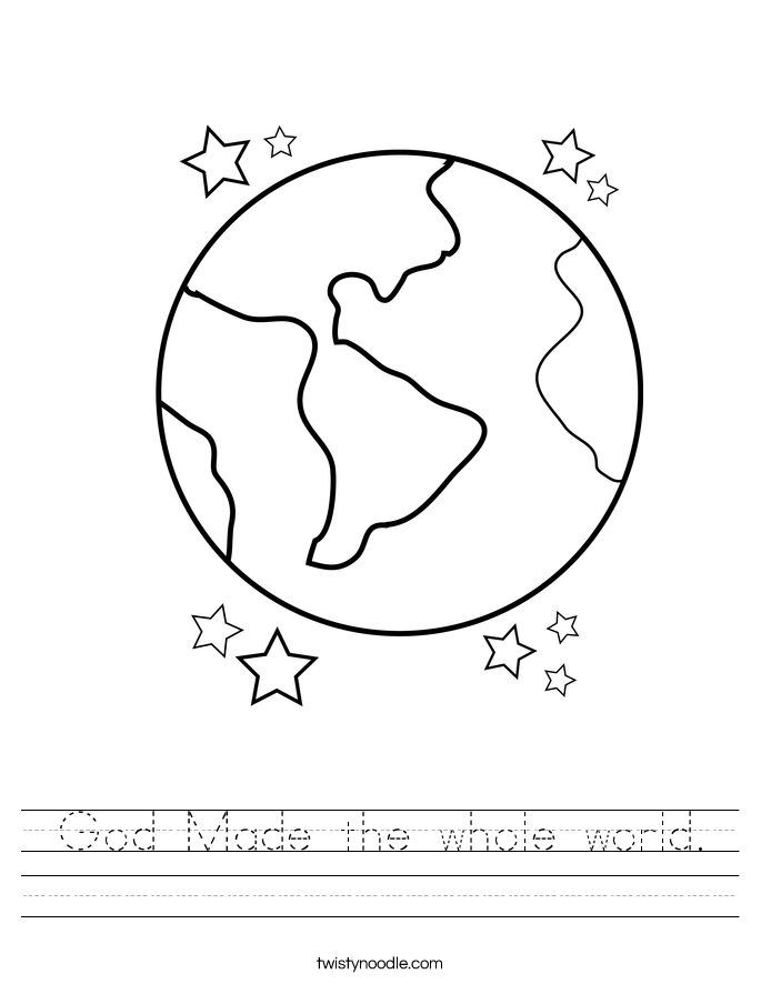 God Made the whole world. Worksheet
