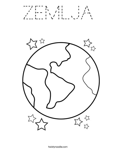 Earth with Stars Coloring Page