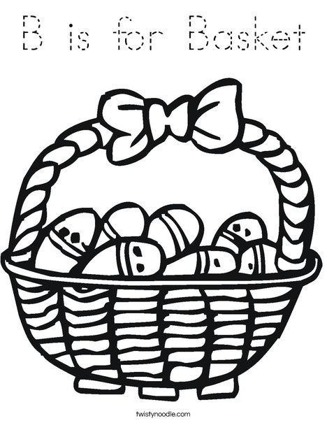 Easter Basket with Decorated Eggs Coloring Page