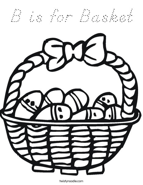 Easter Basket with Decorated Eggs Coloring Page
