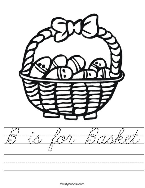 Easter Basket with Decorated Eggs Worksheet