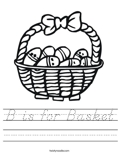 Easter Basket with Decorated Eggs Worksheet