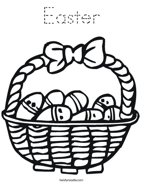 Easter Basket with Decorated Eggs Coloring Page