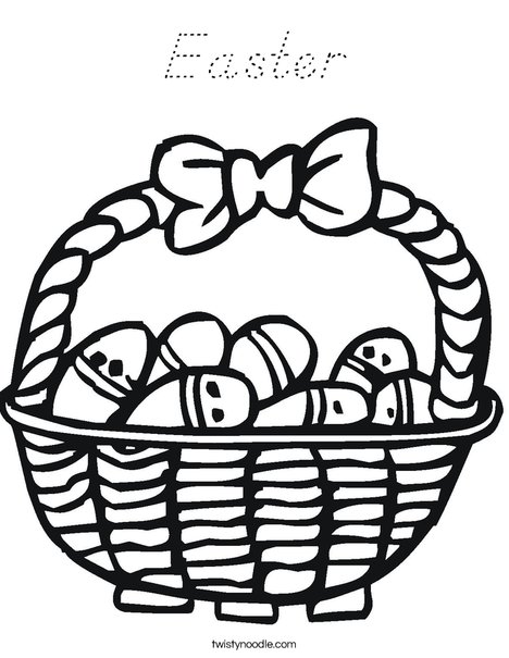 Easter Basket with Decorated Eggs Coloring Page