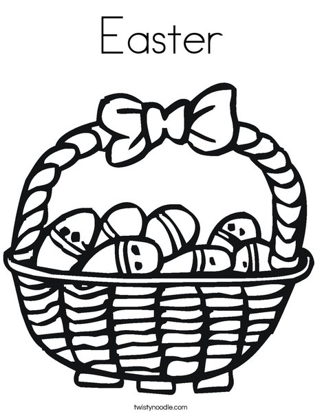 Easter Basket with Decorated Eggs Coloring Page