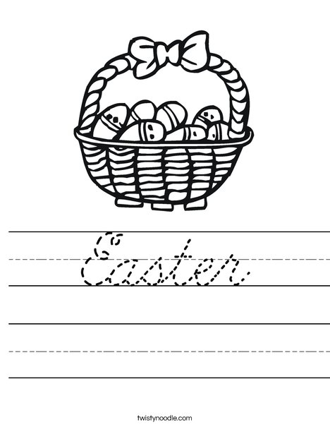Easter Basket with Decorated Eggs Worksheet