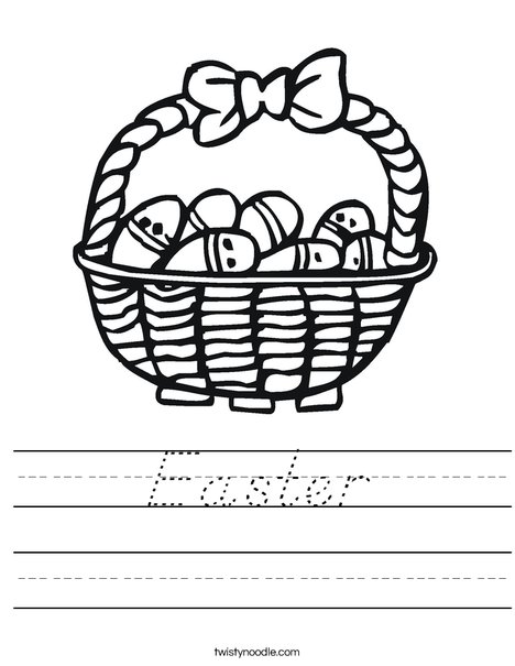 Easter Basket with Decorated Eggs Worksheet