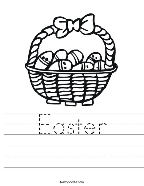 Easter Basket with Decorated Eggs Worksheet