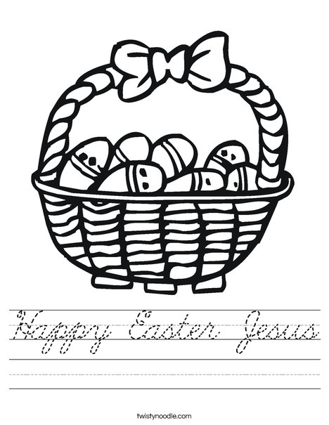 Easter Basket with Decorated Eggs Worksheet