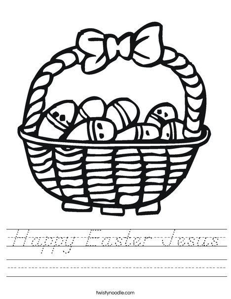 Easter Basket with Decorated Eggs Worksheet