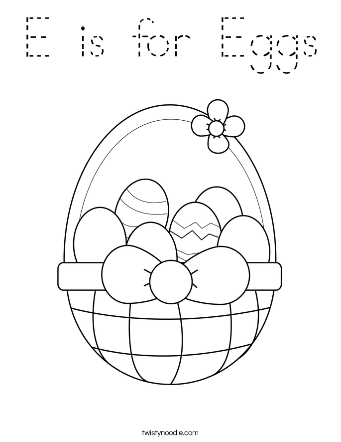E is for Eggs Coloring Page