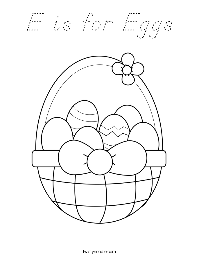 E is for Eggs Coloring Page