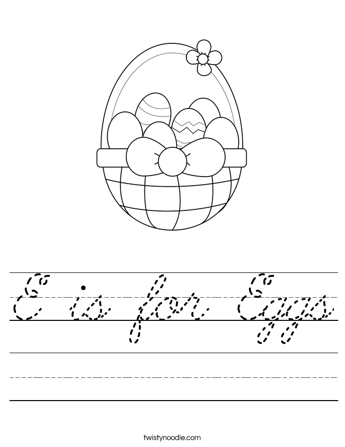 E is for Eggs Worksheet