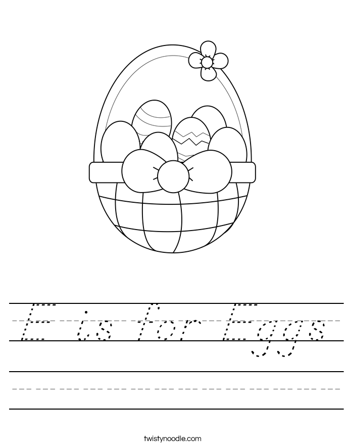 E is for Eggs Worksheet