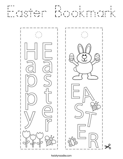 Easter Bookmark Coloring Page - Tracing - Twisty Noodle