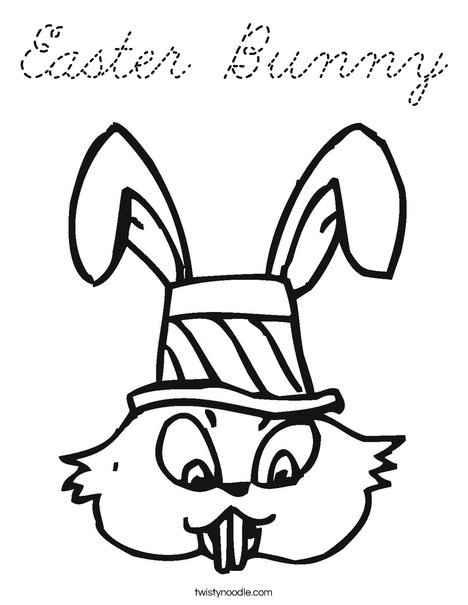 Easter Bunny with Hat Coloring Page